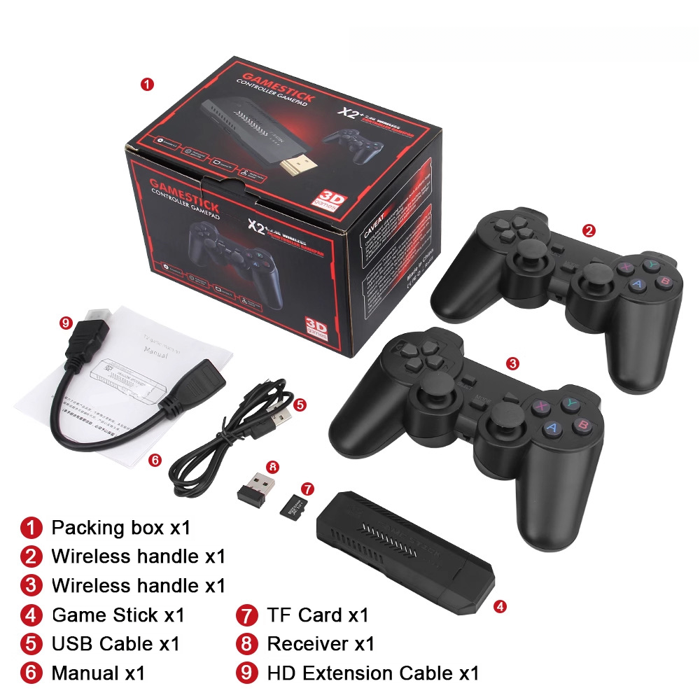 X2 PLUS Retro Game Console with 3D Game Stick