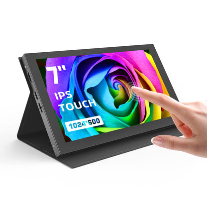 APROTII RasPi Screen 7 inch 1024x600 IPS Portable Monitor 5-Points Capacitive Touchscreen Display Mini HDMI Monitor for Laptop RasPi 4B 3B+3A+ & Banana Pi win7/8/10/11 & Game Consoles